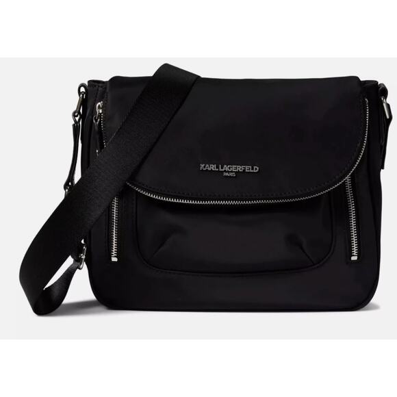 KARL LAGERFELD PARIS Black Cara Women Messenger Bag Black NWT*
